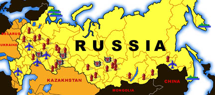 Map of Russia and its nuclear facilities