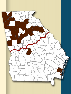 Brown recluse map - GA counties